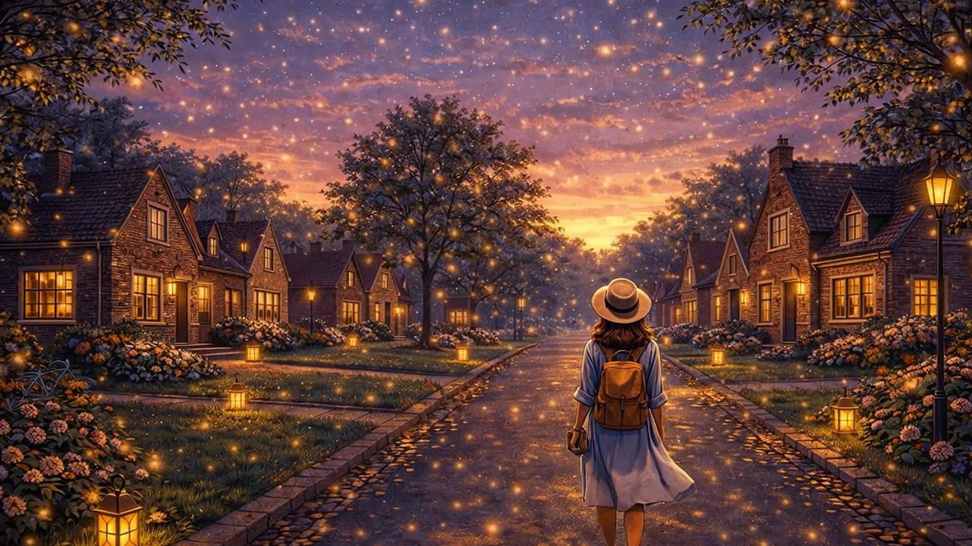 Residential street in the evening sunlight